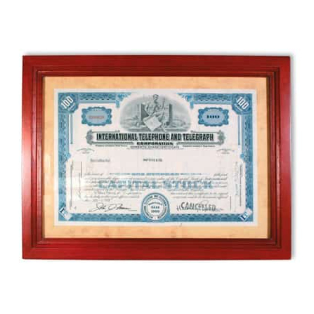 Stock Certificate and Frame
