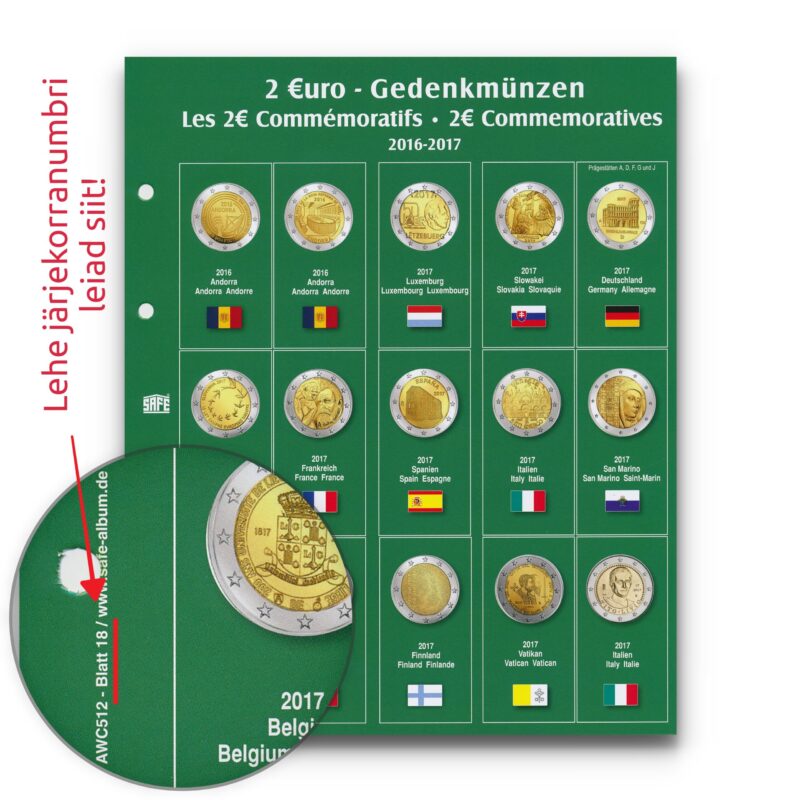 Safe Album numismatique premium pour pièces de 2 euros - Stamps 4 Everyone